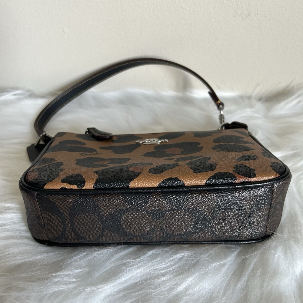 Coach Nolita 19 Leopard Print Brown Coated Canvas Shoulder Bag Excellent - Picture 3 of 8
